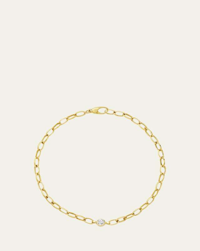 18K Yellow Gold Small Edith Single Diamond Bezel Bracelet